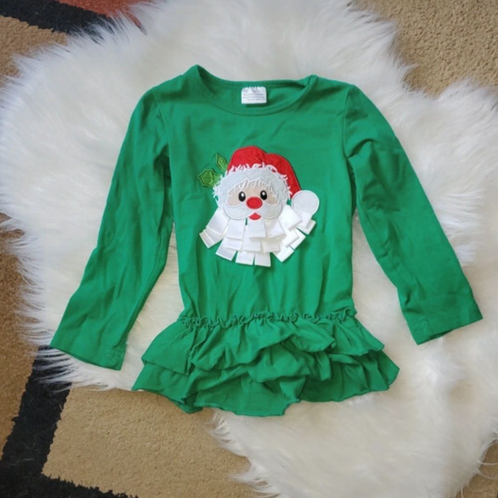 Girl’s boutique Santa Christmas top shirt 4T EUC